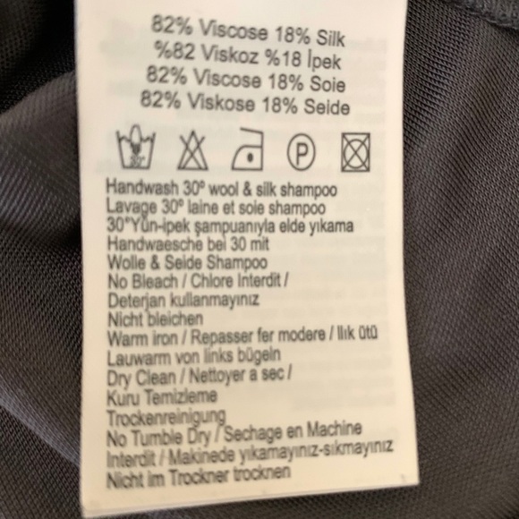 Silk & Cashmere Smokey Gray Woman Top Silk & Viscose blend long sleeves Size L - Picture 13 of 16
